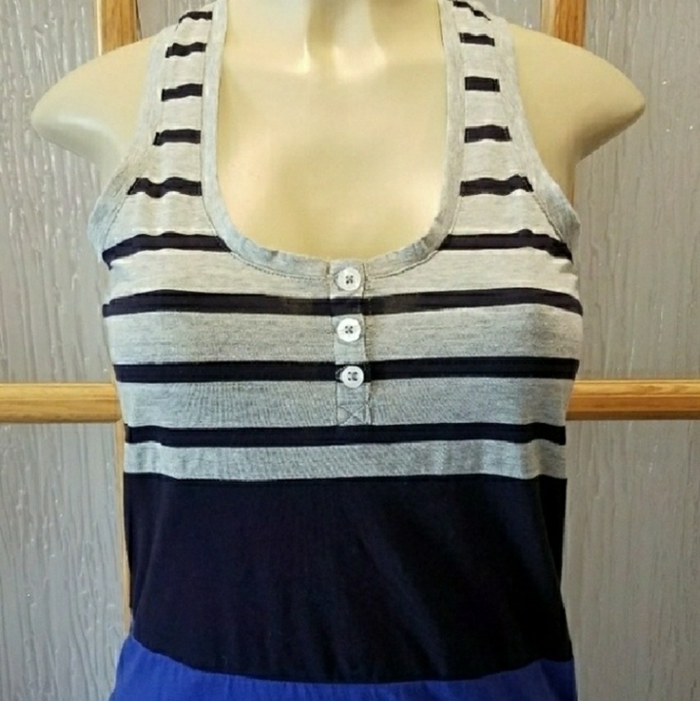 GAP Knit Blue & Gray Button Racerback Tank - Picture 6 of 8